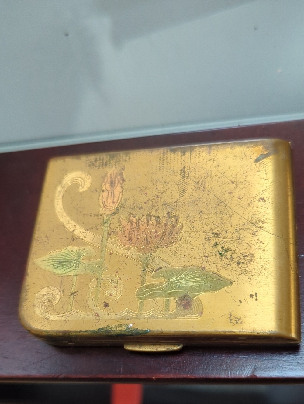 Elgin Vintage Gold Floral Compact Case - Women Accessories